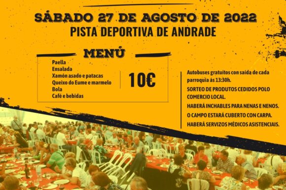 El Ayuntamiento de Pontedeume celebra de nuevo este ano la fiesta de las parroquias el día 27 de agosto en la pista deportiva de Andrade.