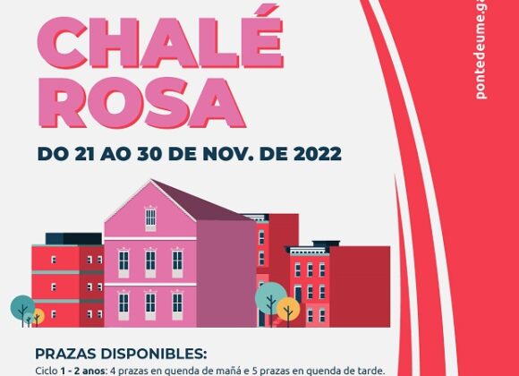 Apertura convocatoria extraordinaria Escuela Infantil Municipal Chalé Rosa Curso 2022-2023.