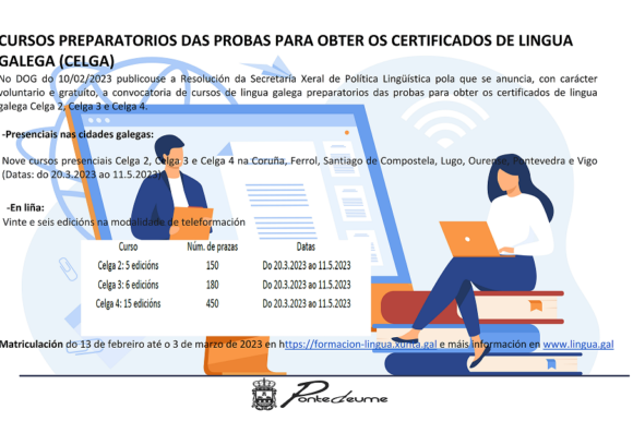 Información sobre cursos preparatorios de las pruebas para obtener los certificados de lengua gallega (CELGA)