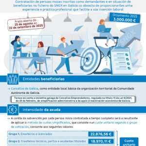 Publicacion liña axudas para contratación 2025 de persoas mozas en Concellos