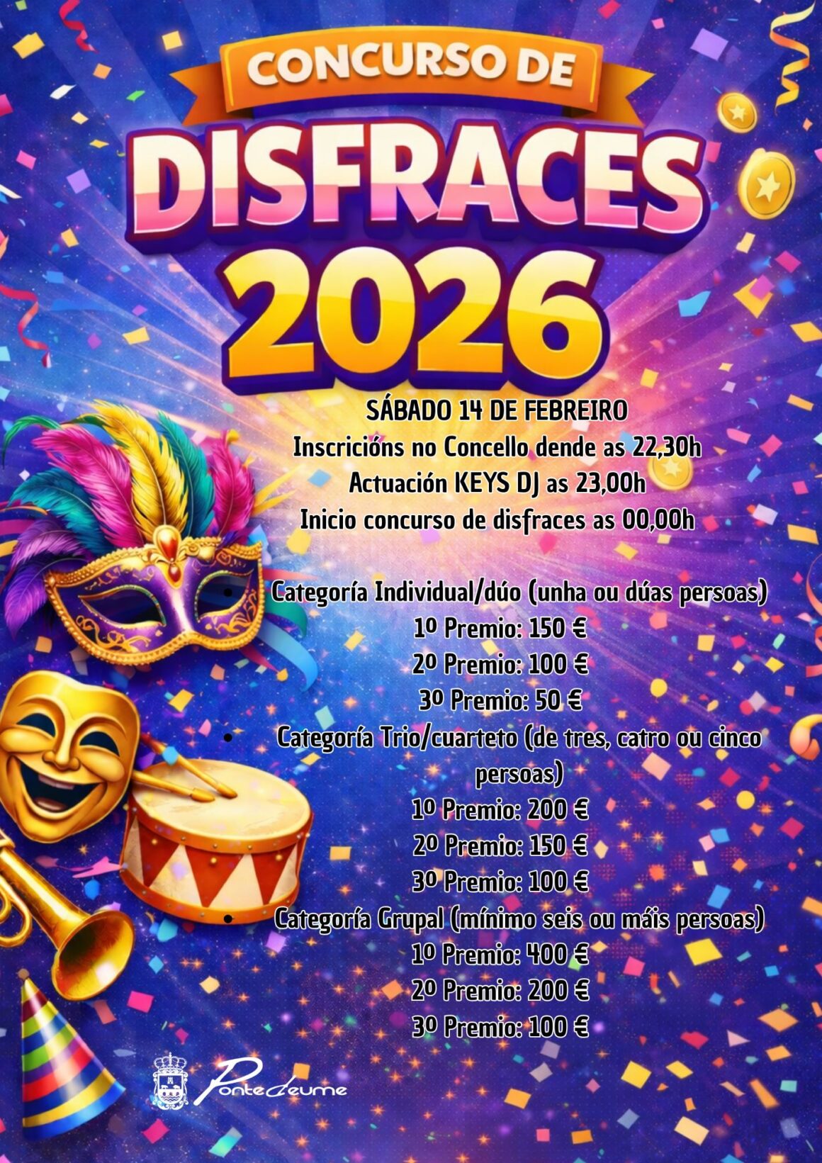 Normativa concurso de disfraces de adultos Entroido 2026