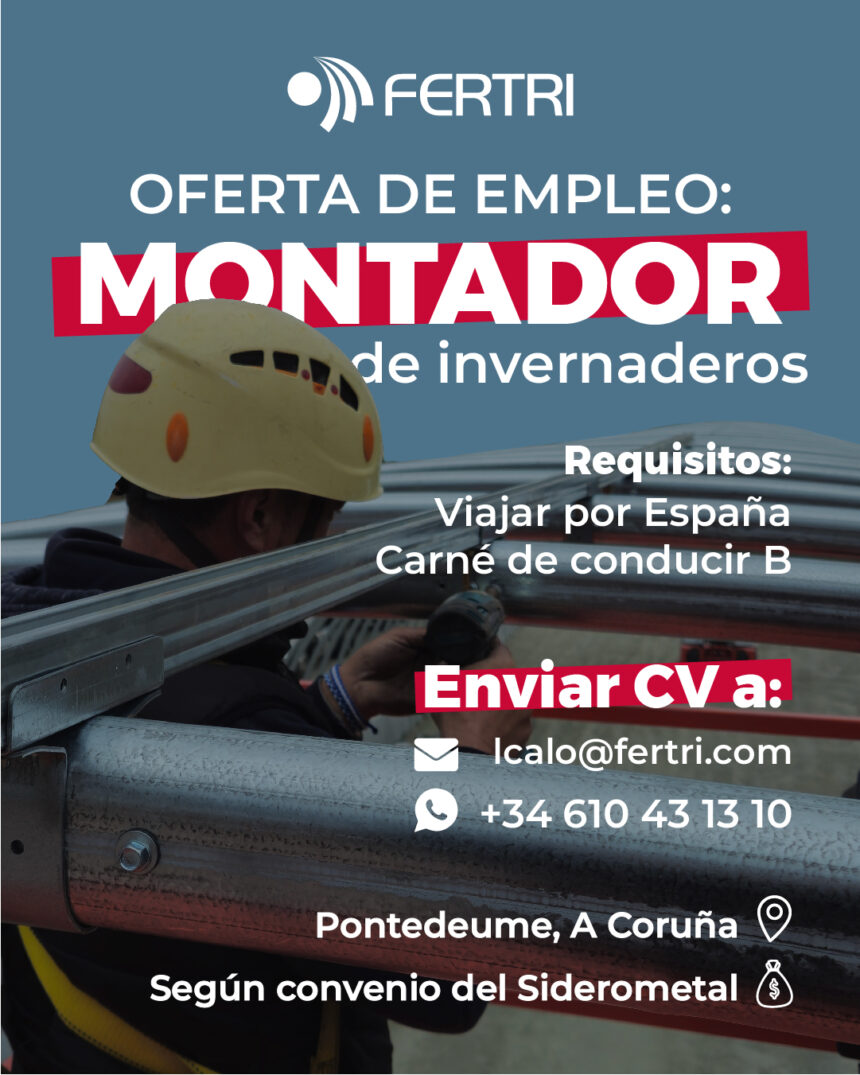 Oferta de emprego: Montador/a de invernadoiros