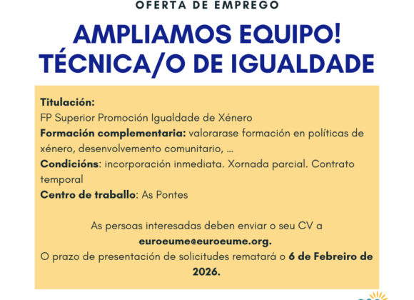Oferta de emprego: Técnica/o de Igualdade