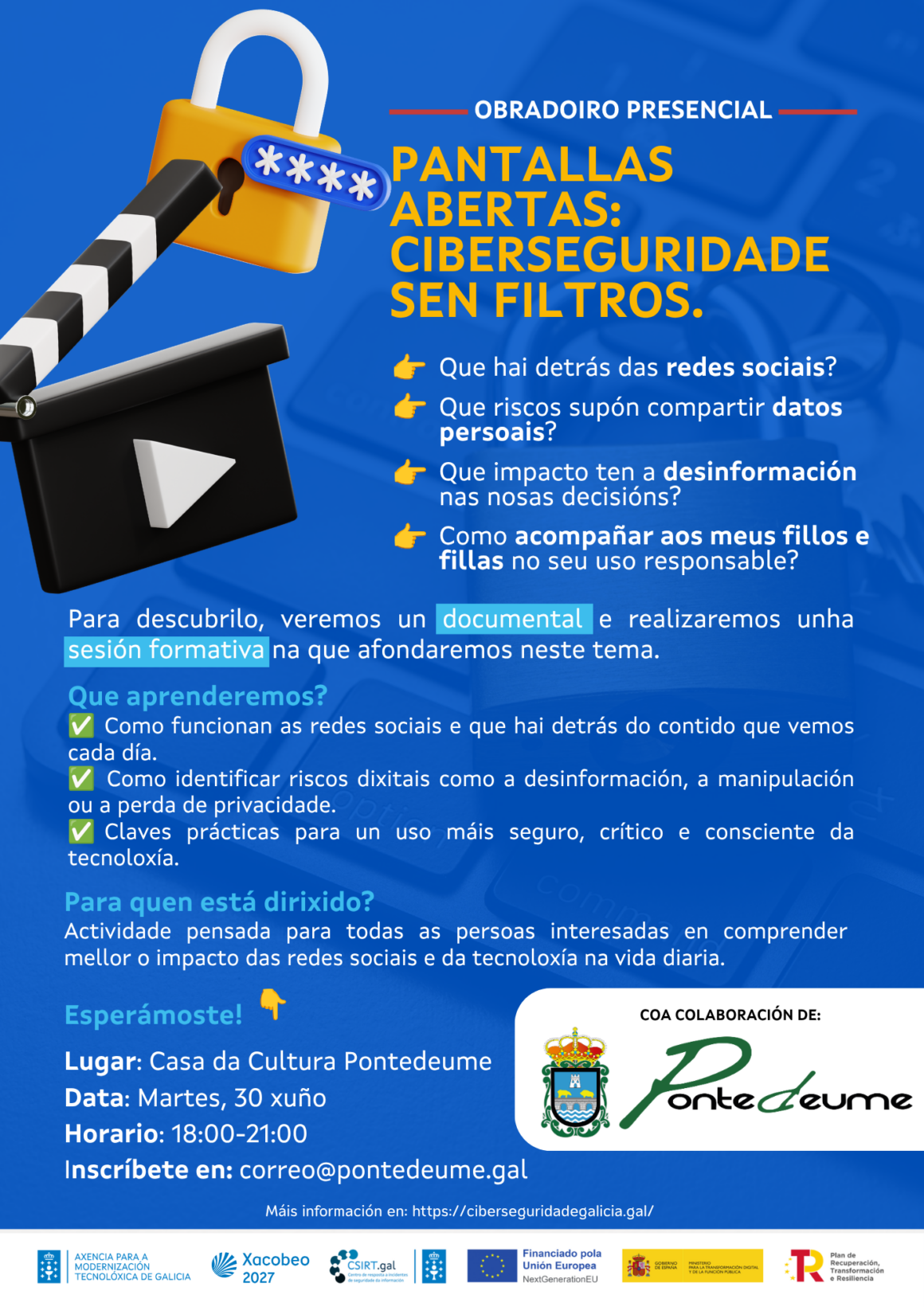 Taller presencial: Pantallas abertas, ciberseguridade sen filtro