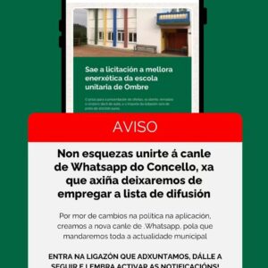 Canal de WhatsApp del Ayuntamiento de Pontedeume